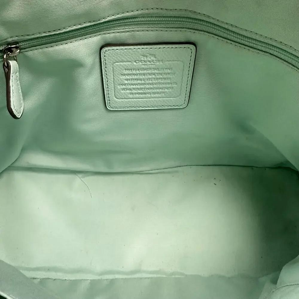 Coach Seaglass Mint Green Studded Sierra Satchel Bag With Crossbody Strap‎